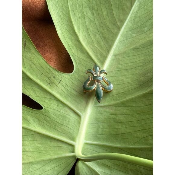 Antique Gold Fleur Di Lis Pendant Brooch - Picture 4 of 9